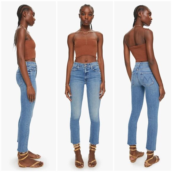 💕MOTHER💕 Mid Rise Dazzler Ankle Fray Jeans - Riding The Cliffside 28 NWOT - Picture 4 of 16